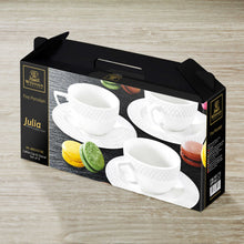 Load image into Gallery viewer, Wilmax Porcelain White 3 Oz | 90 Ml Coffee Cup & Saucer Set Of 6 In Gift Box