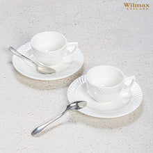 Load image into Gallery viewer, Wilmax Porcelain White 3 Oz | 90 Ml Coffee Cup & Saucer Set Of 6 In Gift Box