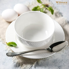 Load image into Gallery viewer, Wilmax Porcelain White Dessert Plate With Embossed Wide Rim 8" inch |Set Of 6 In Gift Box