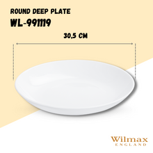 Load image into Gallery viewer, Wilmax Porcelain White Round Deep Platter 12" inch | 30.5 Cm
