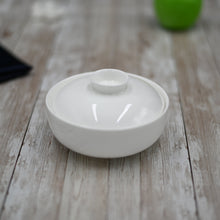 Load image into Gallery viewer, Wilmax Porcelain Set Of 6 White Soup Cup With Lid 5" inch | 11 Fl Oz