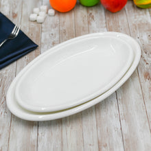 Load image into Gallery viewer, Wilmax Porcelain Set Of 3 White Oval Plate / Platter 14.5" inch | 36.5 Cm