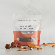 Load image into Gallery viewer, Almond Chai Energy Bites, almonds, and bites on marble.