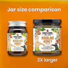 Load image into Gallery viewer, Jar Size Comparison for Amber Woodland Honey.