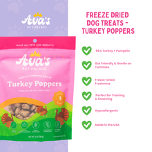 Load image into Gallery viewer, Ava's Pet Palace Freeze Dried Dog Treats Bag - Turkey Poppers