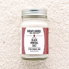 Load image into Gallery viewer, 2.5oz glass jar of Black Mineral Salt from Uttar Pradesh, India