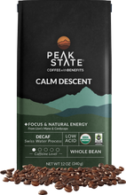 Load image into Gallery viewer, Peak State Coffee CALM DESCENT Swiss Water Process Decaf - Three Pack (3 x 12 oz Bags)