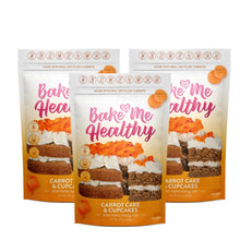 Load image into Gallery viewer, Bake Me Healthy Carrot Cake & Cupcakes Baking Plant-Based Baking Mix Triple Bundle