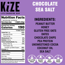Load image into Gallery viewer, Kize Chocolate Sea Salt Bar - 10 Bars x 1.5 oz case
