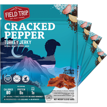 Load image into Gallery viewer, Field Trip Cracked Pepper Turkey Jerky 2.2oz bag - 9 bags x 2.2oz case