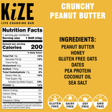 Load image into Gallery viewer, Kize Crunchy Peanut Butter Bar - 10 Bars x 1.5 oz case
