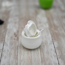 Load image into Gallery viewer, Wilmax Porcelain Set Of 6 White 4 Oz | 130 Ml Mustard Pot With Spoon