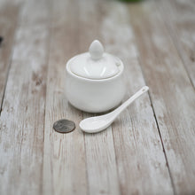 Load image into Gallery viewer, Wilmax Porcelain Set Of 6 White 4 Oz | 130 Ml Mustard Pot With Spoon