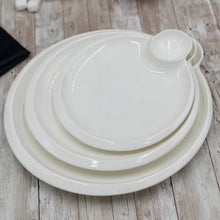 Load image into Gallery viewer, Wilmax Porcelain Set Of 6 White Round Plate With Sauce Compartment 8" inch |