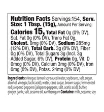 Load image into Gallery viewer, Nutrition facts and ingredient panel for Blonde Beard’s Dojo Asian wing sauce half gallon.
