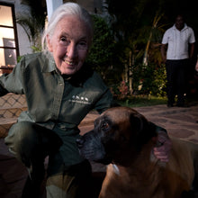 Load image into Gallery viewer, Dr. Jane Goodall with a dog