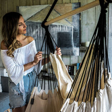 Load image into Gallery viewer, Komorebi Hanging Hammock Chair (Ivory & Black)