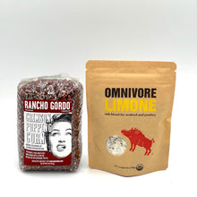 Load image into Gallery viewer, I- 16 oz bag of Rancho Gordo Crimson Popping Corn and 1- 6 oz bag of Omnivore Limone blend