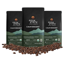 Load image into Gallery viewer, Peak State Coffee CALM DESCENT Swiss Water Process Decaf - Three Pack (3 x 12 oz Bags)