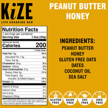 Load image into Gallery viewer, Kize Peanut Butter Honey Bar - 10 Bars x 1.5 oz case