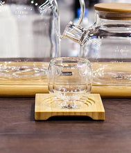Load image into Gallery viewer, Wilmax Porcelain Set Of 5 Bamboo Tray With Build in Coaster 4" inch X 4" inch |