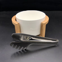 Load image into Gallery viewer, Wilmax Porcelain Medium Salad Bowl Set With Serving Tongs And A Bamboo Stand