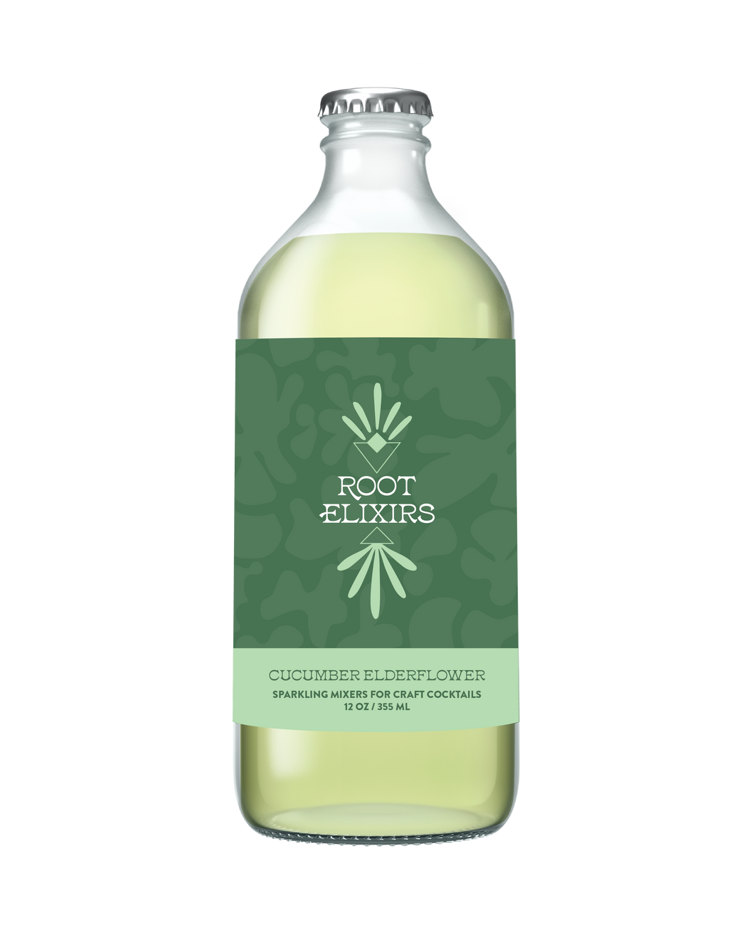 Root Elixirs Sparkling Cucumber Elderflower Premium Cocktail Mixer Bottles - 12 Pack x 12 oz Bottle