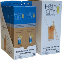 Load image into Gallery viewer, Holy City Straw Company Wheat Inner Pack of 10 50 ct Tall Wheat Straws - Angled Right