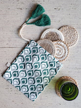 Load image into Gallery viewer, KORISSA Natural Coaster Gift Set with Green pouch