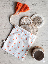 Load image into Gallery viewer, KORISSA Natural Coaster Gift Set with Heart pouch