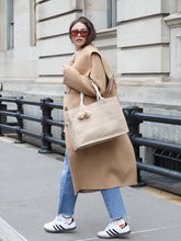 Load image into Gallery viewer, KORISSA Jute Canvas Shopping Bag With Pompom