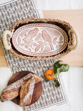 Load image into Gallery viewer, KORISSA Bread Warmer & Basket Gift Set with Tea Towel - Lovebird Oval