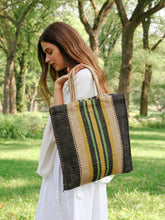 Load image into Gallery viewer, KORISSA Dora Jute Tote Bag - Multi Navy