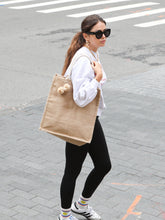 Load image into Gallery viewer, KORISSA Jute Canvas Market Bag With Pompom