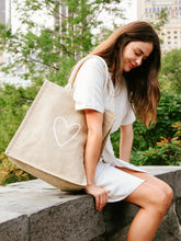 Load image into Gallery viewer, KORISSA Jute Canvas Market Bag - Love