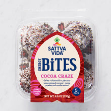 Load image into Gallery viewer, Cocoa Craze, Sattva Vida, Gluten Free, vegan, Vegan Snacks, Energy Bites, Plant Protein, Whole Foods, Dates, Non Gmo, Healthy Snacks, energy bar, snack bar, protein bar, dairy free snacks, vegan bars, low sugar, Energy Boost, nutrition bars, raw ingredients