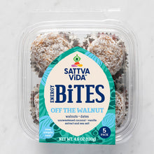 Load image into Gallery viewer, Off the Walnut Energy Bites, Sattva Vida, Gluten Free, vegan, Vegan Snacks, Energy Bites, Plant Protein, Whole Foods, Dates, Non Gmo, Healthy Snacks, energy bar, snack bar, protein bar, dark chocolate bar, dairy free snacks, vegan bars, low sugar, Energy Boost, nutrition bars, raw ingredients