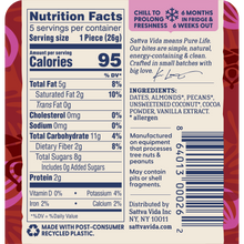 Load image into Gallery viewer, Sattva Vida, Gluten Free, vegan, Vegan Snacks, Energy Bites, Plant Protein, Whole Foods, Dates, Non Gmo, Healthy Snacks, energy bar, snack bar, protein bar, dark chocolate bar, dairy free snacks, vegan bars, low sugar, Energy Boost, nutrition bars, raw, cocoa, chocolate bites