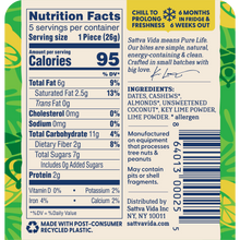 Load image into Gallery viewer, key lime, lime, key lime love, Sattva Vida, Gluten Free, vegan, Vegan Snacks, Energy Bites, Plant Protein, Whole Foods, Dates, Non Gmo, Healthy Snacks, energy bar, snack bar, protein bar, dark chocolate bar, dairy free snacks, vegan bars, low sugar, Energy Boost, nutrition bars, raw