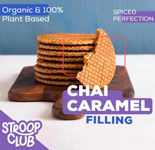 Load image into Gallery viewer, Stroop Club Chai Caramel Plant Based and Organic Stroopwafels Box - 12 packs x 2-pack case