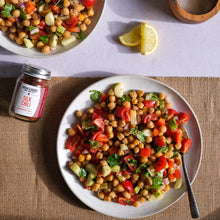 Load image into Gallery viewer, Silk chili with summer garbanzo bean and vegetable salad from Burlap & Barrel