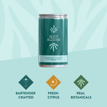 Load image into Gallery viewer, Root Elixirs Sparkling Grapefruit Jalapeno Premium Cocktail Mixer - 24 Cans (7.5 oz)