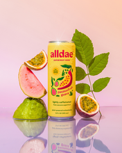 Load image into Gallery viewer, AllDae Passionfruit Guava Superfruit Soda Can - 12 cans x 12 oz case