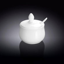 Load image into Gallery viewer, Wilmax Porcelain Set Of 6 White 4 Oz | 130 Ml Mustard Pot With Spoon