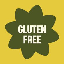 Load image into Gallery viewer, Green star-shaped badge with "GLUTEN FREE" text in white letters on yellow background
