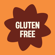 Load image into Gallery viewer, Orange badge with dark red star shape containing white "GLUTEN FREE" text
