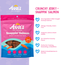 Load image into Gallery viewer, Ava's Pet Palace Crunchy Jerky Dog Treats Bag - Snappin' Salmon