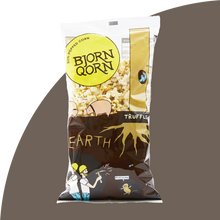 Load image into Gallery viewer, Bjorn Qorn Earth Truffle 3 ounce bag on gray background.