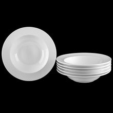 Load image into Gallery viewer, Wilmax Porcelain White Porcelain Deep Plate With Embossed Wide Rim 9" inch | Set Of 6 In Gift Box