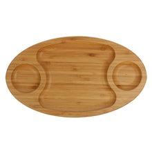 Load image into Gallery viewer, Wilmax Porcelain Set Of 3 Bamboo 3 Section Platter 14" inch X 8" inch | For Appetizers / Barbecue / Burger Sliders